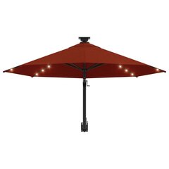 Prie sienos montuojamas skėtis su LED/stulpu, 300 cm, rudas цена и информация | Зонты, маркизы, стойки | pigu.lt