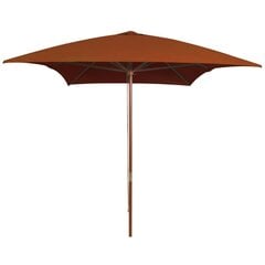 Lauko skėtis su mediniu stulpu, 200x300 cm, rudas цена и информация | Зонты, маркизы, стойки | pigu.lt