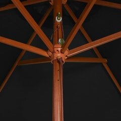 Lauko skėtis su mediniu stulpu, 200x300 cm, juodas цена и информация | Зонты, маркизы, стойки | pigu.lt