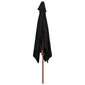Lauko skėtis su mediniu stulpu, 200x300 cm, juodas kaina ir informacija | Skėčiai, markizės, stovai | pigu.lt