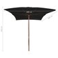 Lauko skėtis su mediniu stulpu, 200x300 cm, juodas kaina ir informacija | Skėčiai, markizės, stovai | pigu.lt