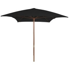 Lauko skėtis su mediniu stulpu, 200x300 cm, juodas цена и информация | Зонты, маркизы, стойки | pigu.lt