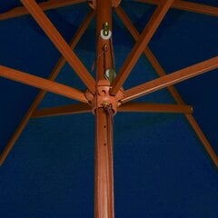 Lauko skėtis su mediniu stulpu, 200x300 cm, mėlynas kaina ir informacija | Skėčiai, markizės, stovai | pigu.lt