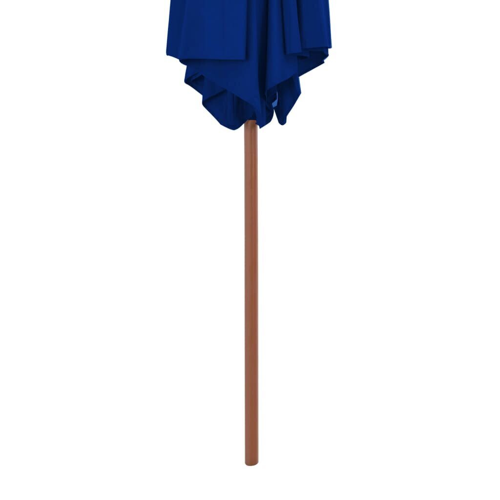 Lauko skėtis su mediniu stulpu, 270 cm, mėlynas kaina ir informacija | Skėčiai, markizės, stovai | pigu.lt