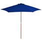 Lauko skėtis su mediniu stulpu, 270 cm, mėlynas kaina ir informacija | Skėčiai, markizės, stovai | pigu.lt