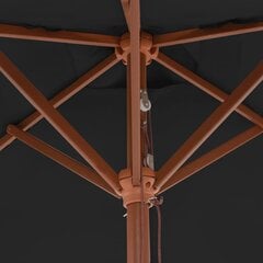 Lauko skėtis su mediniu stulpu, 150x200 cm, juodas kaina ir informacija | Skėčiai, markizės, stovai | pigu.lt