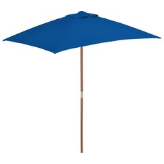 Lauko skėtis su mediniu stulpu, 150x200 cm, mėlynas цена и информация | Зонты, маркизы, стойки | pigu.lt