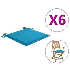 Sodo kėdės pagalvėlės, 6 vnt, 40x40x4 cm, mėlynos kaina ir informacija | Pagalvės, užvalkalai, apsaugos | pigu.lt