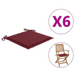 Sodo kėdės pagalvėlės, 6 vnt, 40x40x4 cm, raudonos kaina ir informacija | Pagalvės, užvalkalai, apsaugos | pigu.lt