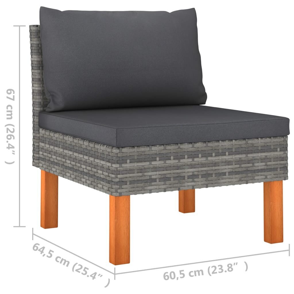 Vidurinės sofos dalys, 2 vnt, pilkos kaina ir informacija | Lauko kėdės, foteliai, pufai | pigu.lt