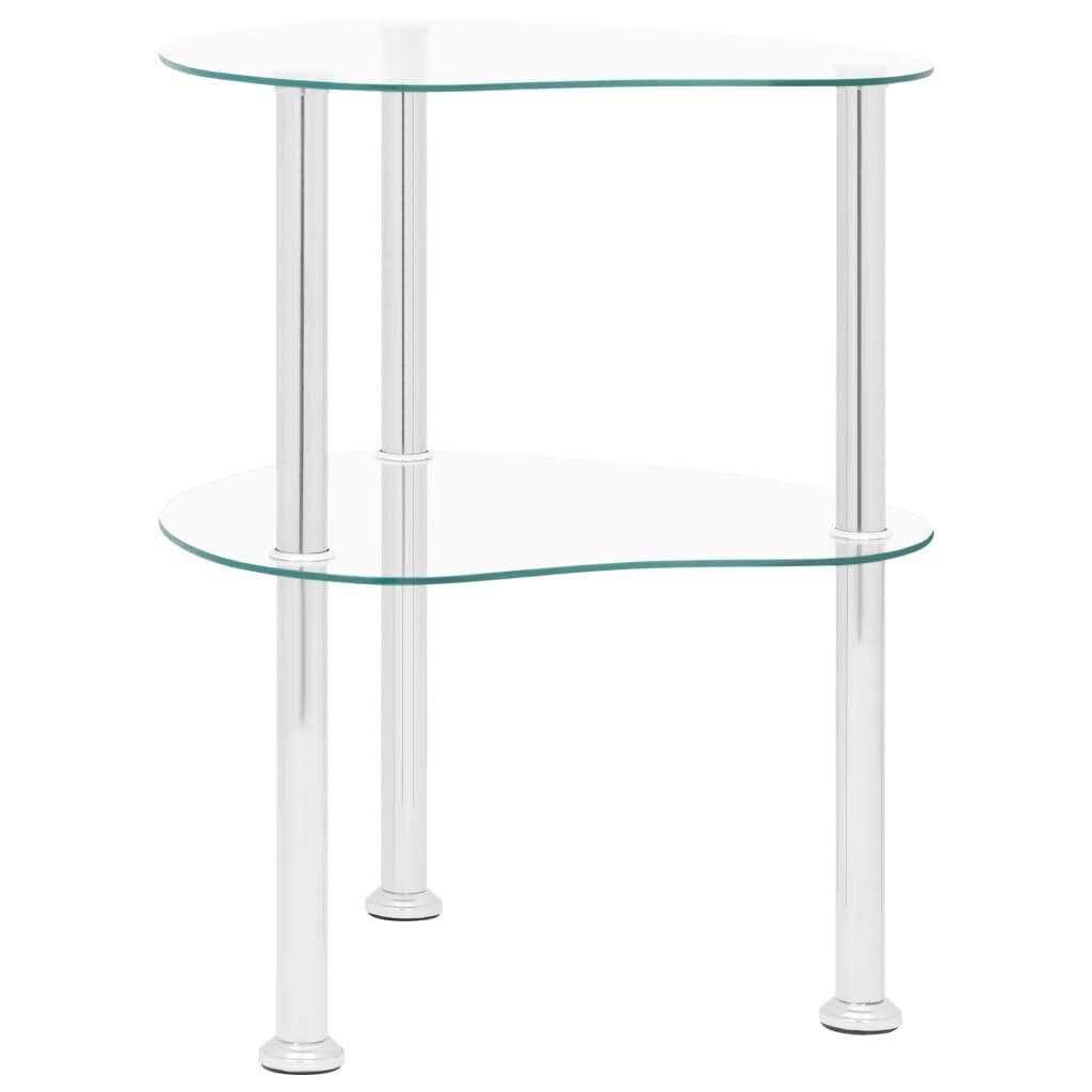 Šoninis staliukas, 2 aukštų, 38x38x50 cm, skaidrus kaina ir informacija | Kavos staliukai | pigu.lt
