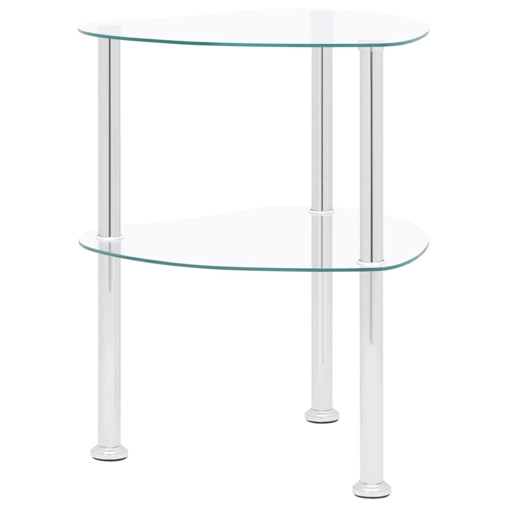 Šoninis staliukas, 2 aukštų, 38x38x50 cm, skaidrus kaina ir informacija | Kavos staliukai | pigu.lt