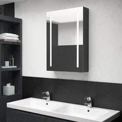 Veidrodinė vonios spintelė su LED apšvietimu, 50x13x70 cm, juoda kaina ir informacija | Vonios spintelės | pigu.lt