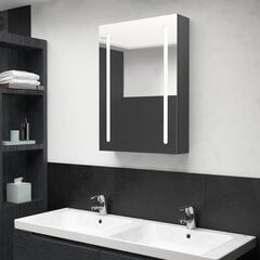 Veidrodinė vonios spintelė su LED apšvietimu, 50x13x70 cm, pilka kaina ir informacija | Vonios spintelės | pigu.lt