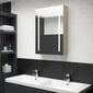 Veidrodinė vonios spintelė su LED apšvietimu, 50x13x70 cm, ąžuolo spalvos kaina ir informacija | Vonios spintelės | pigu.lt