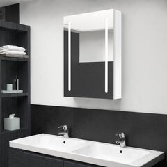 Veidrodinė vonios spintelė su LED apšvietimu, 50x13x70 cm, balta цена и информация | Шкафчики для ванной | pigu.lt