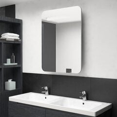 Veidrodinė vonios spintelė su LED apšvietimu, 60x11x80cm, pilka цена и информация | Шкафчики для ванной | pigu.lt