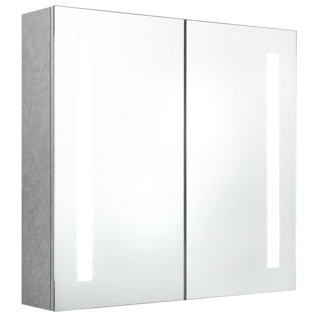 Veidrodinė vonios spintelė su LED apšvietimu, 62x14x60cm, pilka цена и информация | Vonios spintelės | pigu.lt