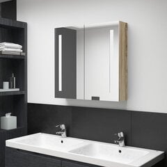 Veidrodinė vonios spintelė su LED, 62x14x60cm цена и информация | Шкафчики для ванной | pigu.lt