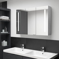 Veidrodinė vonios spintelė su LED apšvietimu, 89x14x62 cm, pilka цена и информация | Шкафчики для ванной | pigu.lt