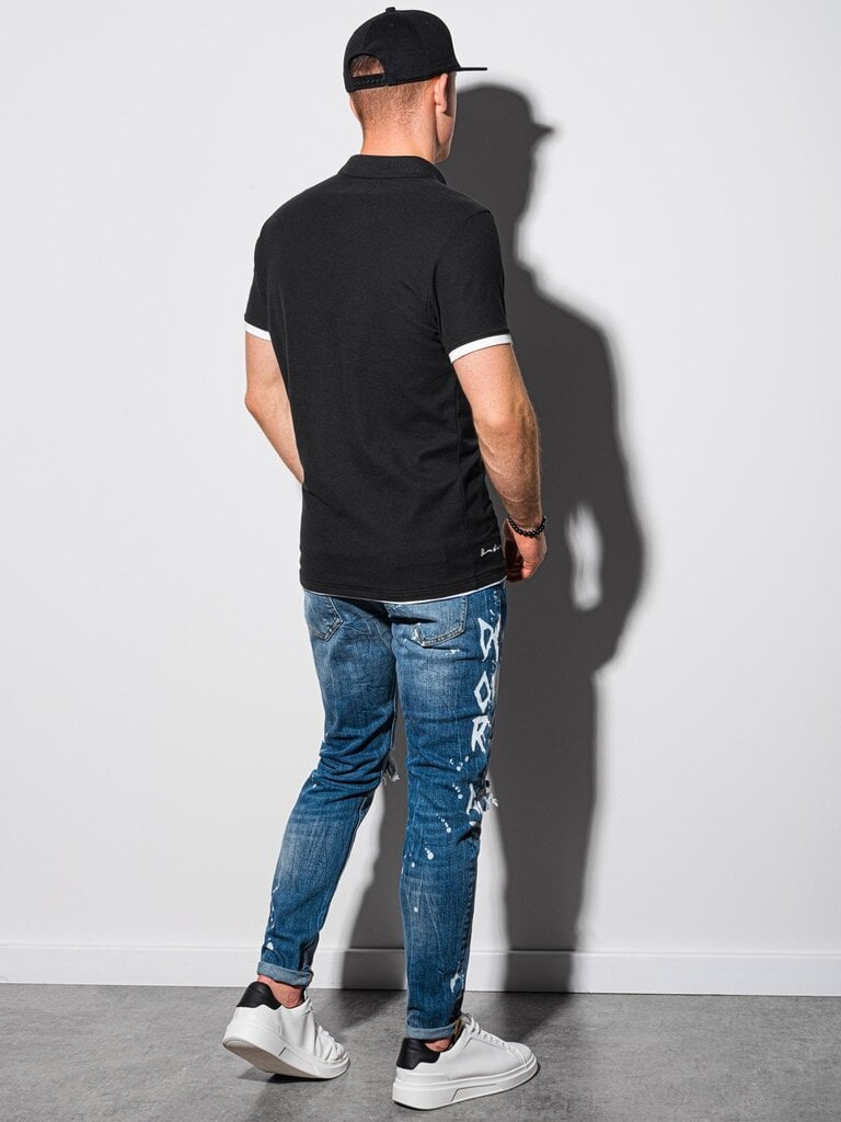 Polo marškinėliai vyrams Ombre S1382, juodi kaina ir informacija | Vyriški marškinėliai | pigu.lt