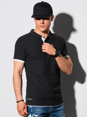однотонная рубашка поло S1382 - черная цена и информация | Футболка мужская | pigu.lt
