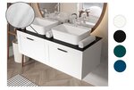 Dviguba vonios spintelė Besco Dexa 120 su Slim marble stalviršiu ir juodomis rankenomis