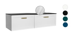 Двойной шкафчик для ванной Besco Dexa 160 с Slim marble столешницей и золотыми ручками цена и информация | Шкафчики для ванной | pigu.lt