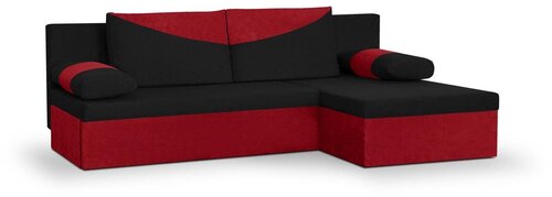 Универсальный мягкий угол Bellezza Polo, черный/красный цена и информация | Угловые диваны | pigu.lt