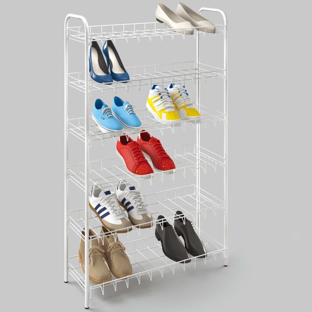 Batų lentyna Metaltex Shoe 6, 6 aukštų, balta kaina ir informacija | Batų spintelės, lentynos ir suolai | pigu.lt