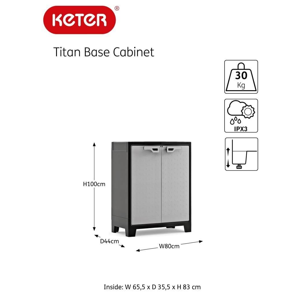 Spintelė Keter Titan, 100 cm, pilka kaina ir informacija | Vonios spintelės | pigu.lt