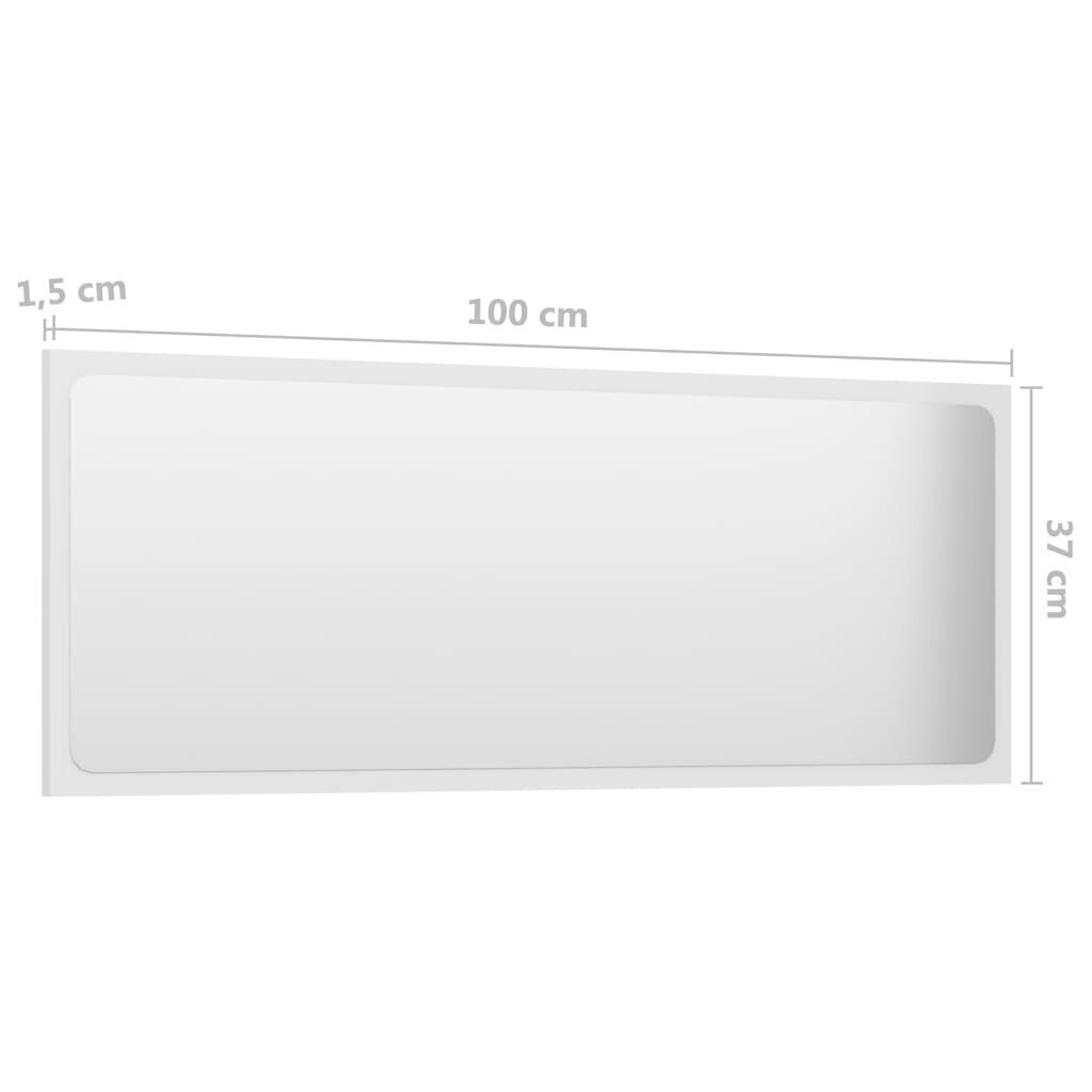 Vonios kambario veidrodis, 100x1,5x37 cm, baltas kaina ir informacija | Vonios veidrodžiai | pigu.lt
