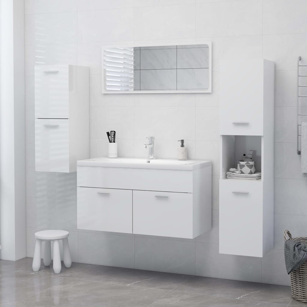 Vonios kambario spintelė, 30x30x80 cm, balta цена и информация | Vonios spintelės | pigu.lt