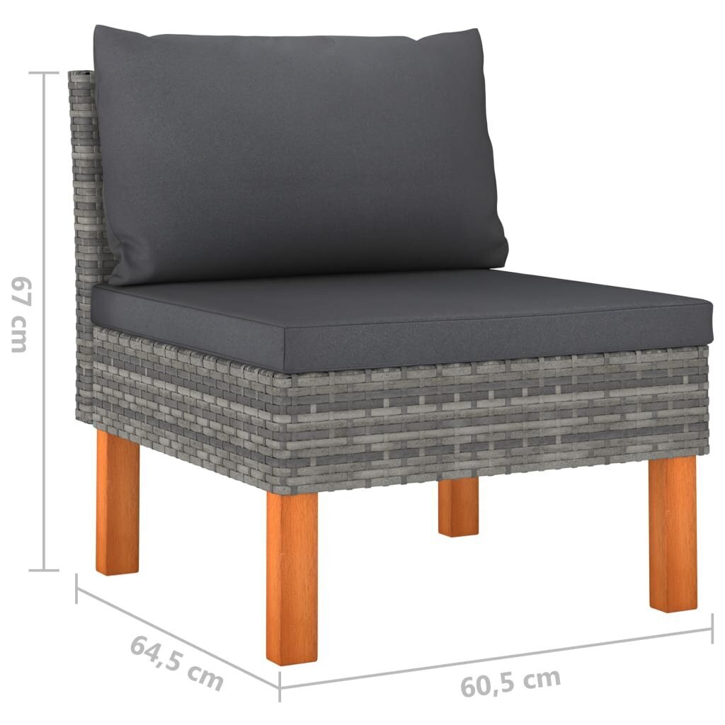 Trivietė sodo sofa su pagalvėlėmis, pilka kaina ir informacija | Lauko kėdės, foteliai, pufai | pigu.lt