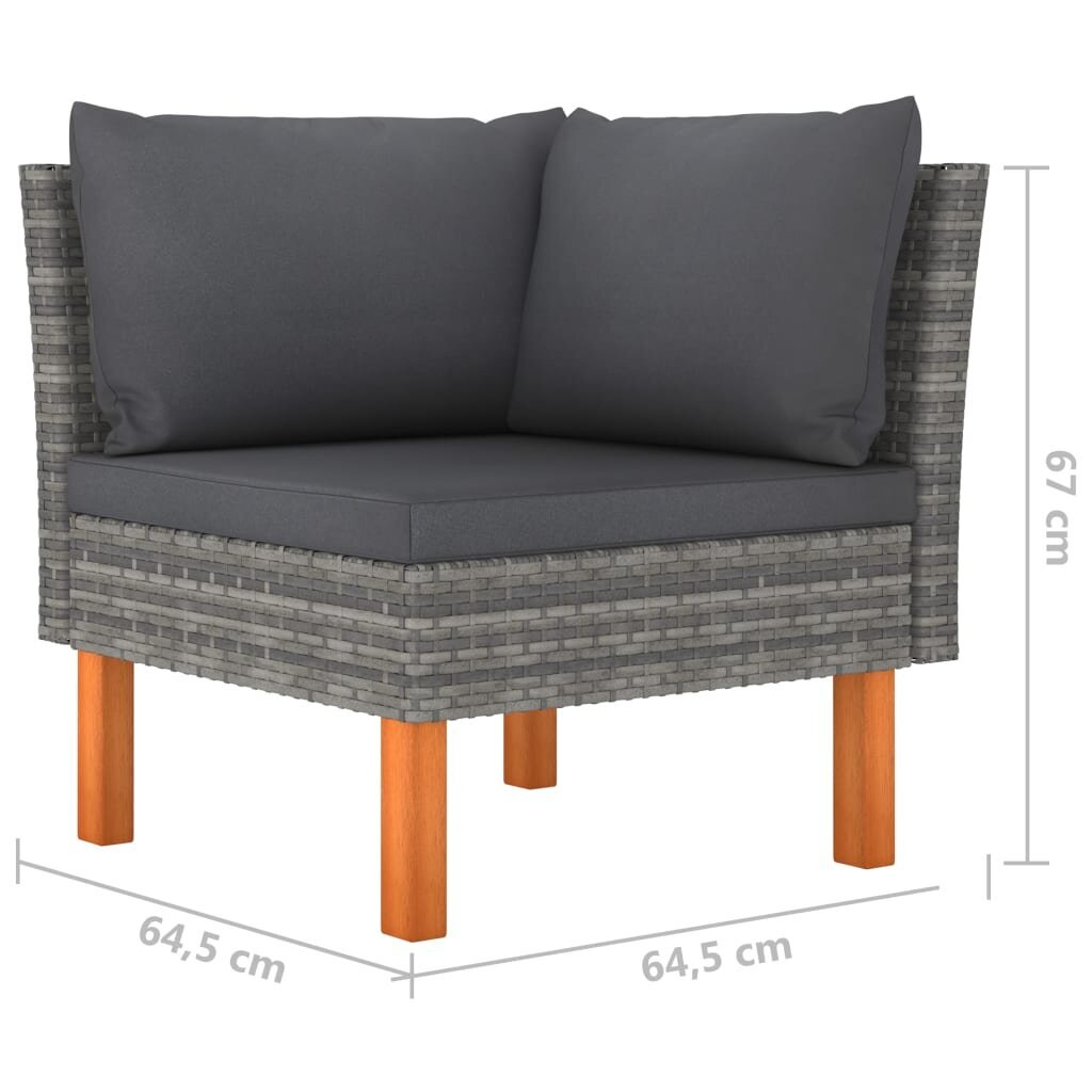 Keturvietė sodo sofa su pagalvėlėmis, pilka цена и информация | Lauko kėdės, foteliai, pufai | pigu.lt