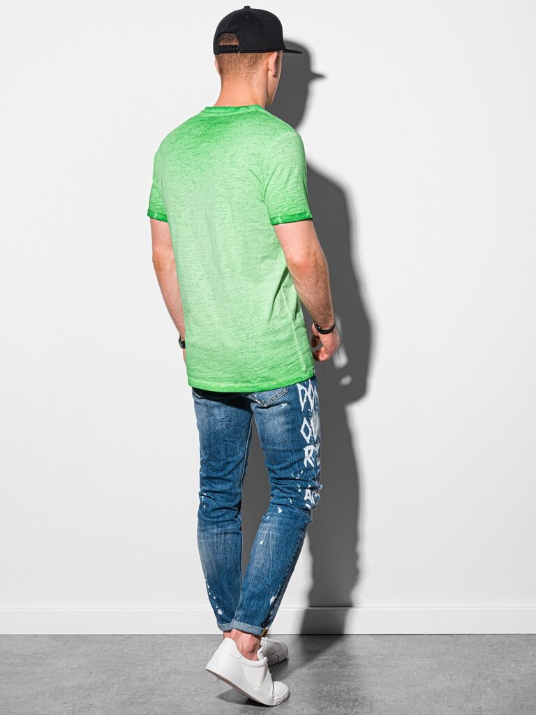 Medvilniniai marškinėliai vyrams Ombre S1388, žali kaina ir informacija | Vyriški marškinėliai | pigu.lt
