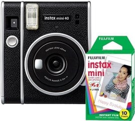 Fujifilm Instax Mini 40 (juoda) + 10 vnt. Fujifilm fotolapelių kaina ir informacija | Momentiniai fotoaparatai | pigu.lt