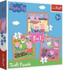 Dėlionių rinkinys Trefl Kiaulytė Peppa (Peppa Pig), 3 in 1 kaina ir informacija | Dėlionės (puzzle) | pigu.lt