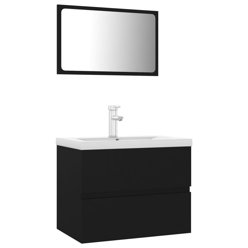 Vonios kambario baldų komplektas, juodos spalvos цена и информация | Vonios komplektai | pigu.lt