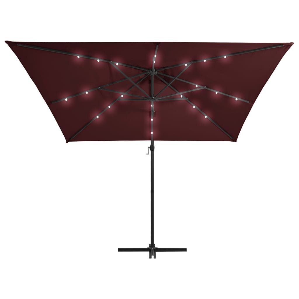 Gembinis skėtis su LED lemputėmis, 250x250 cm, raudonas kaina ir informacija | Skėčiai, markizės, stovai | pigu.lt
