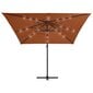 Gembinis skėtis su LED lemputėmis, 250x250 cm, oranžinis kaina ir informacija | Skėčiai, markizės, stovai | pigu.lt