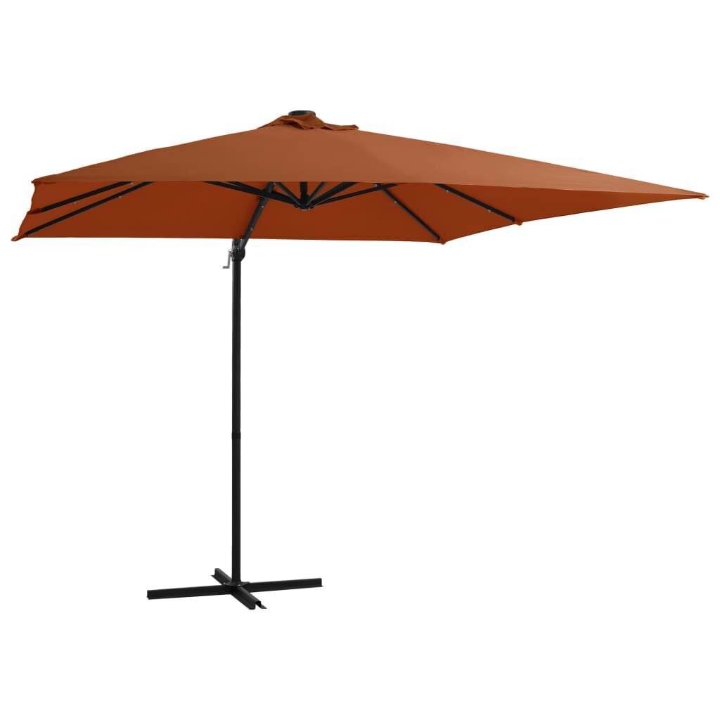 Gembinis skėtis su LED lemputėmis, 250x250 cm, oranžinis цена и информация | Skėčiai, markizės, stovai | pigu.lt