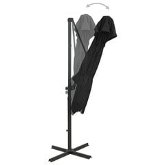 Gembinis skėtis su dvigubu viršumi, 250x250 cm, juodas цена и информация | Зонты, маркизы, стойки | pigu.lt