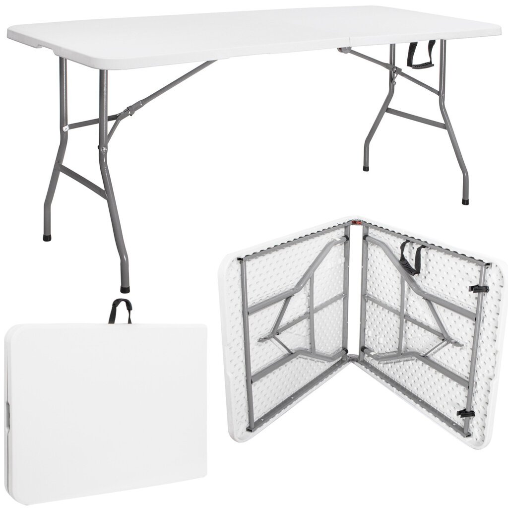 Sulankstomas stalas Springos, 180x75 cm, baltas цена и информация | Lauko stalai, staliukai | pigu.lt