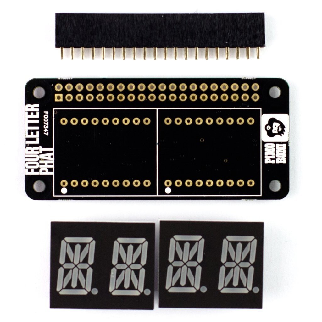 PiMoroni, 4x ekranas su 14 segmentų I2C moduliu kaina ir informacija | Atviro kodo elektronika | pigu.lt