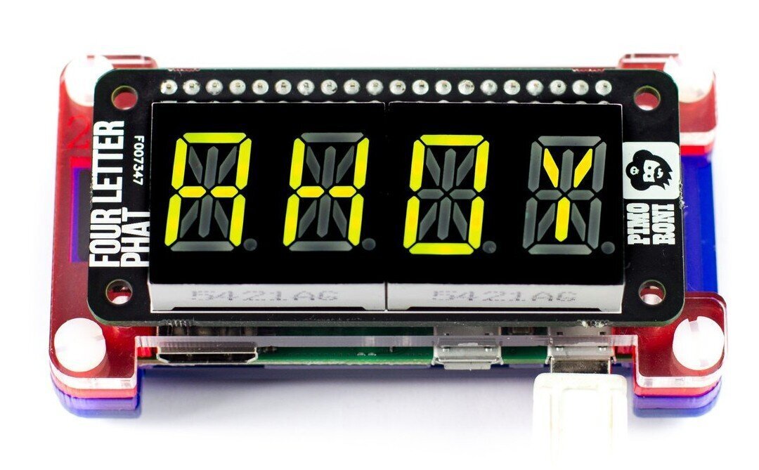 PiMoroni, 4x ekranas su 14 segmentų I2C moduliu kaina ir informacija | Atviro kodo elektronika | pigu.lt