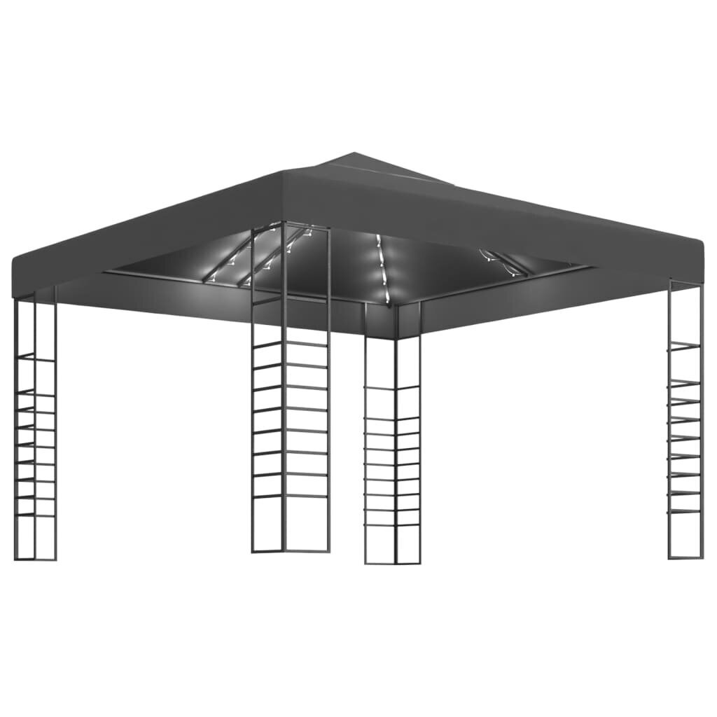 Sodo pavėsinė su lempučių girliandomis LED, antracito, 3x3m цена и информация | Pavėsinės | pigu.lt