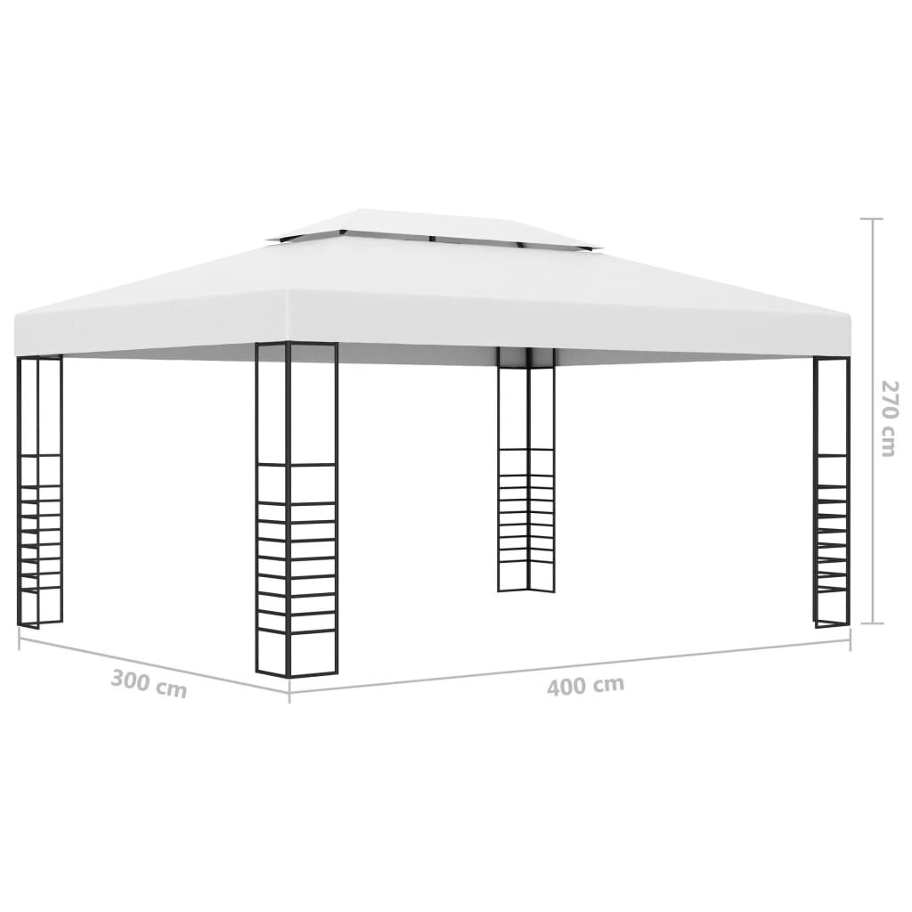 Pavėsinė su lemputėmis LED, baltos spalvos, 4x3x2,7m kaina ir informacija | Pavėsinės | pigu.lt