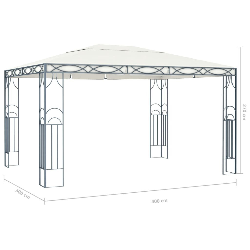 Pavėsinė su lemputėmis LED, kreminė, 400x300 cm kaina ir informacija | Pavėsinės | pigu.lt