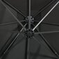 Gembinis skėtis su stulpu ir LED lemputėmis, 250 cm, pilkas kaina ir informacija | Skėčiai, markizės, stovai | pigu.lt